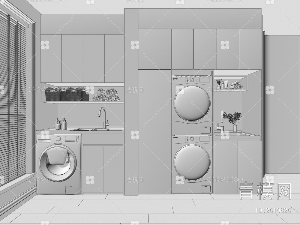 阳台洗衣机3D模型下载【ID:2010820】