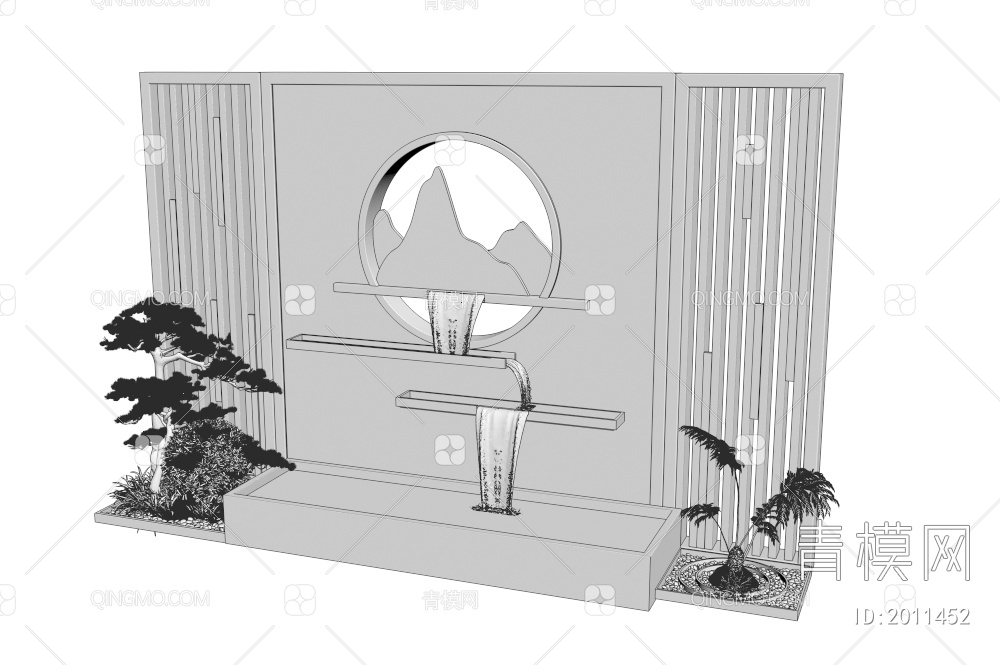 假山水景3D模型下载【ID:2011452】