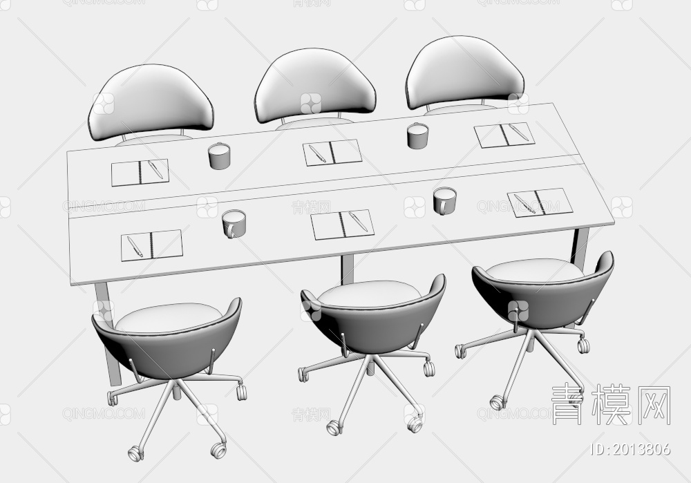 会议桌椅3D模型下载【ID:2013806】