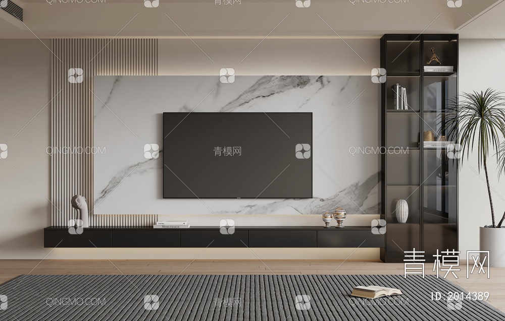 客厅电视背景墙3D模型下载【ID:2014389】