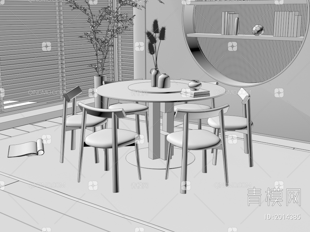 餐厅 餐桌椅3D模型下载【ID:2014385】