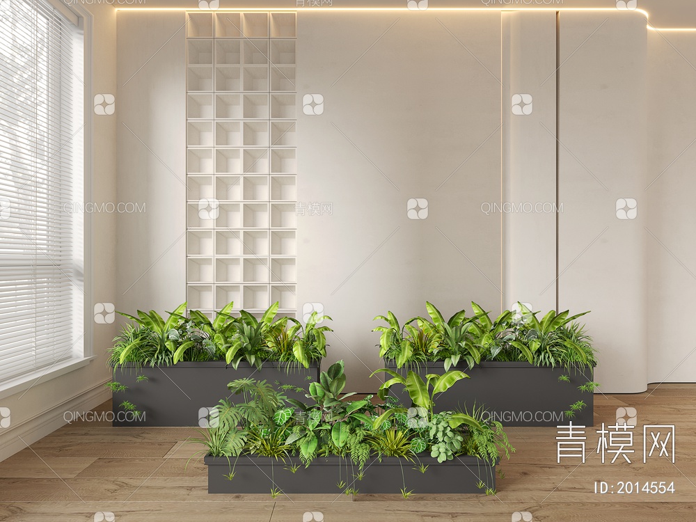 2020室内组团小景 植物堆 球形灌木 苔藓球 带花灌木植物组合3D模型下载【ID:2014554】