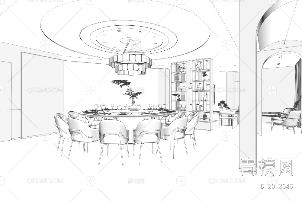 餐厅包房3D模型下载【ID:2013545】
