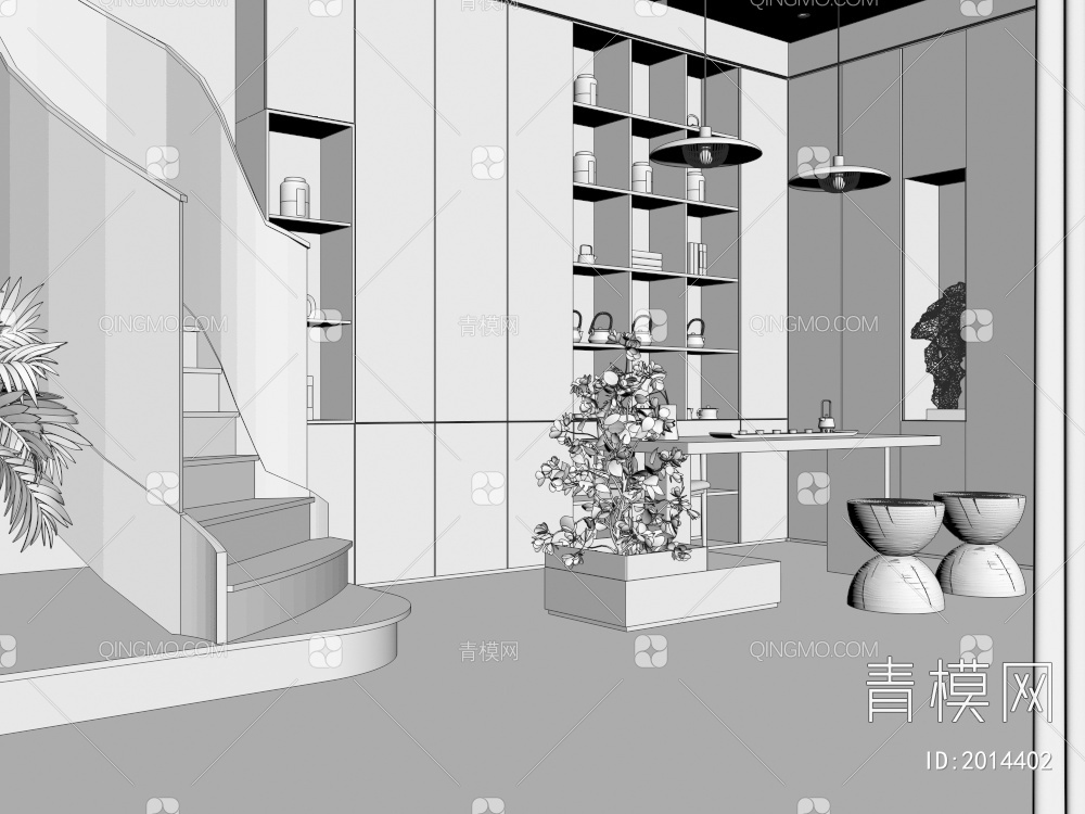 家居客厅、茶室3D模型下载【ID:2014402】