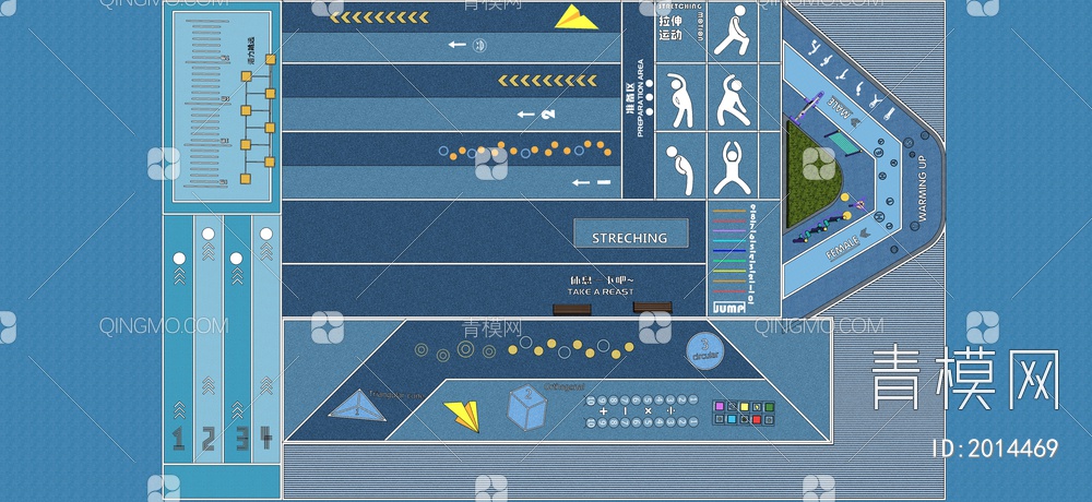 健身跑道SU模型下载【ID:2014469】