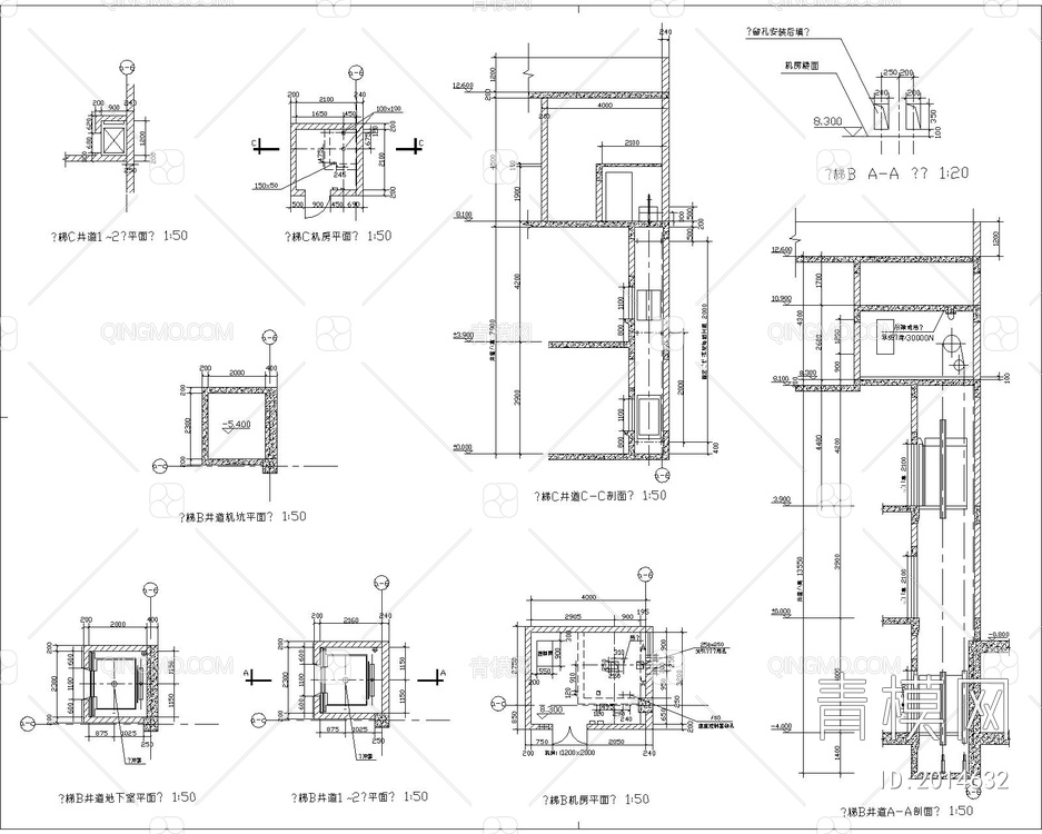 电梯CAD图纸85套【ID:2014632】