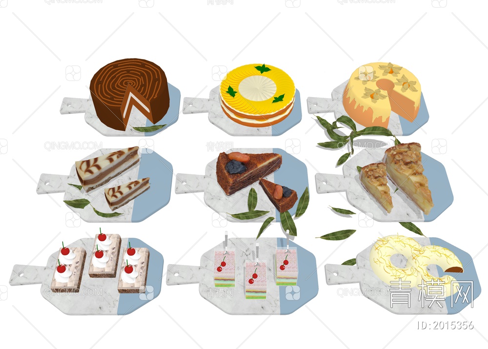奶油甜品 切块蛋糕SU模型下载【ID:2015356】