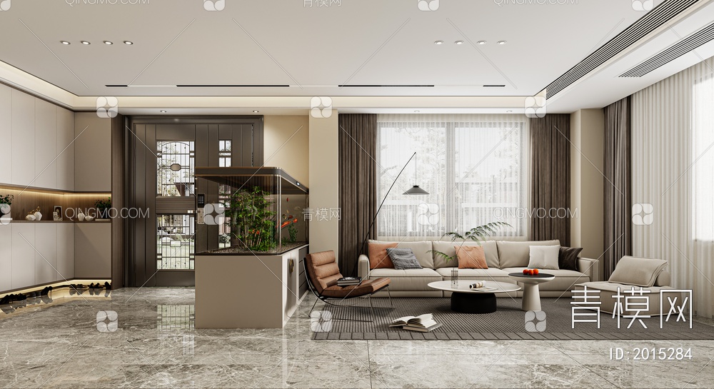客厅，沙发，背景墙3D模型下载【ID:2015284】