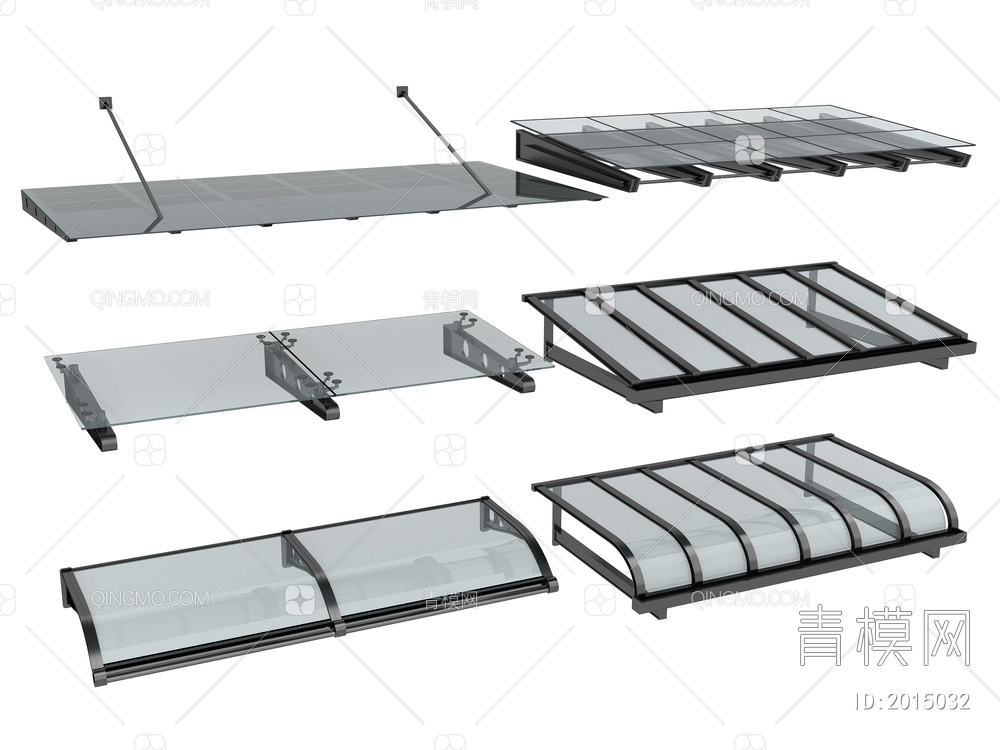 钢化玻璃雨棚 遮阳棚 遮雨棚3D模型下载【ID:2015032】