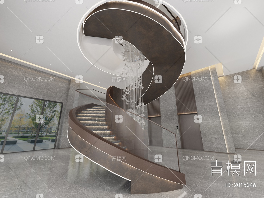 旋转楼梯3D模型下载【ID:2015046】