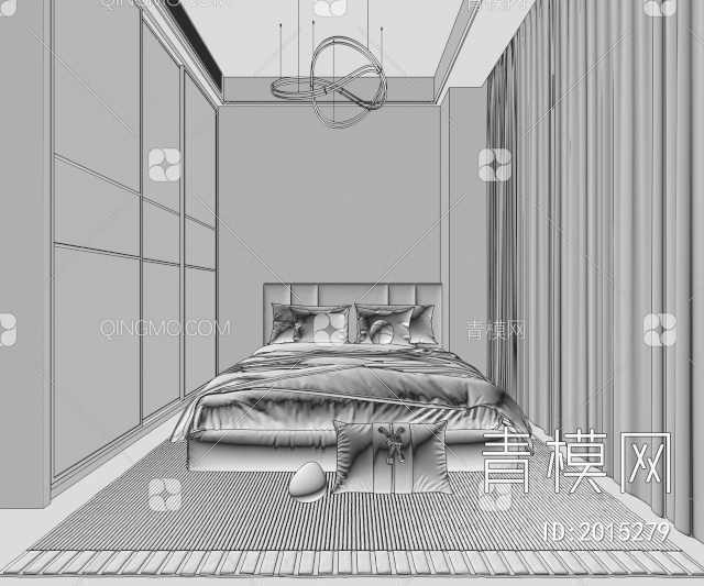 卧室，主人房，主卧3D模型下载【ID:2015279】