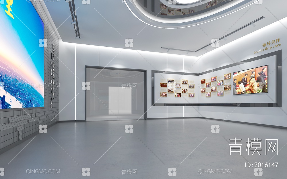 企业展厅序厅 LED拼接大屏 互动触控屏3D模型下载【ID:2016147】