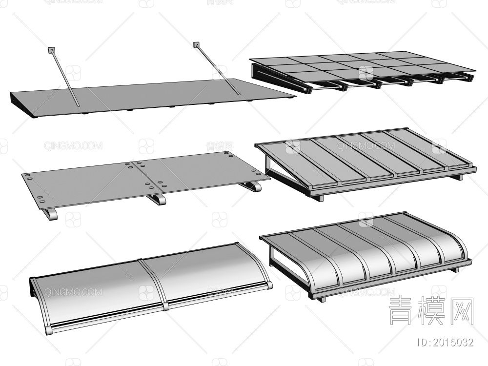 钢化玻璃雨棚 遮阳棚 遮雨棚3D模型下载【ID:2015032】
