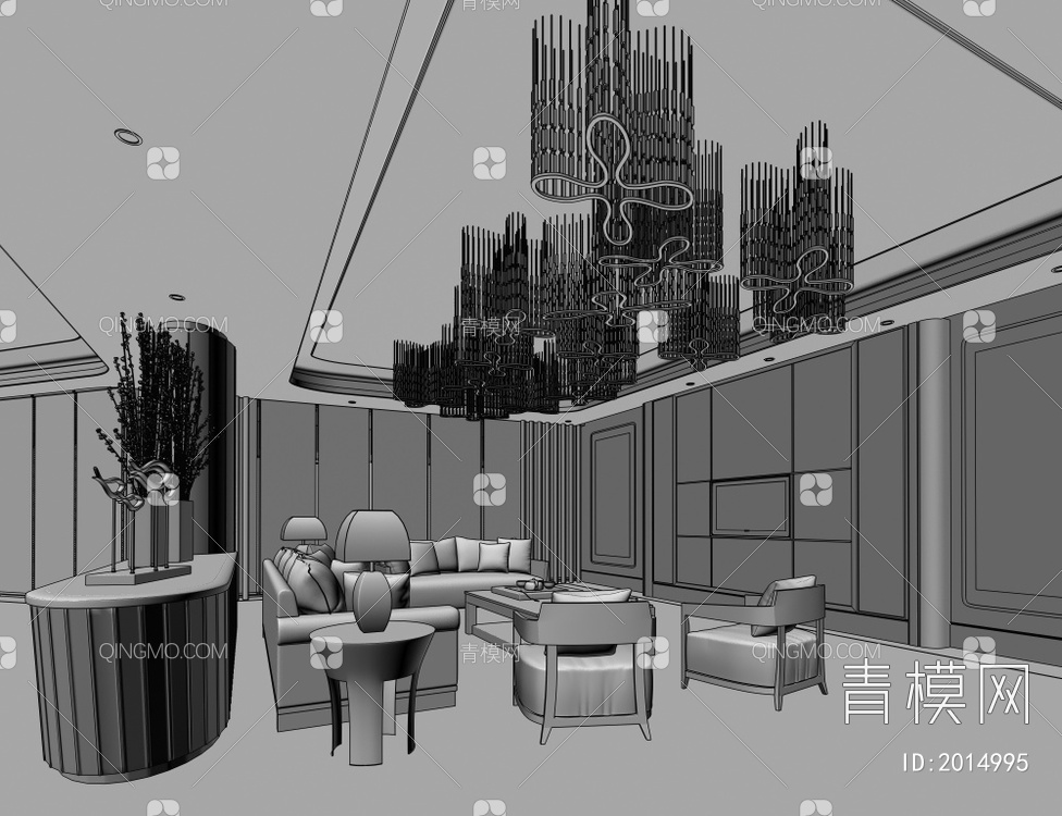 别墅会客厅3D模型下载【ID:2014995】