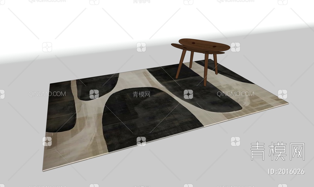 黑白抽象地毯SU模型下载【ID:2016026】