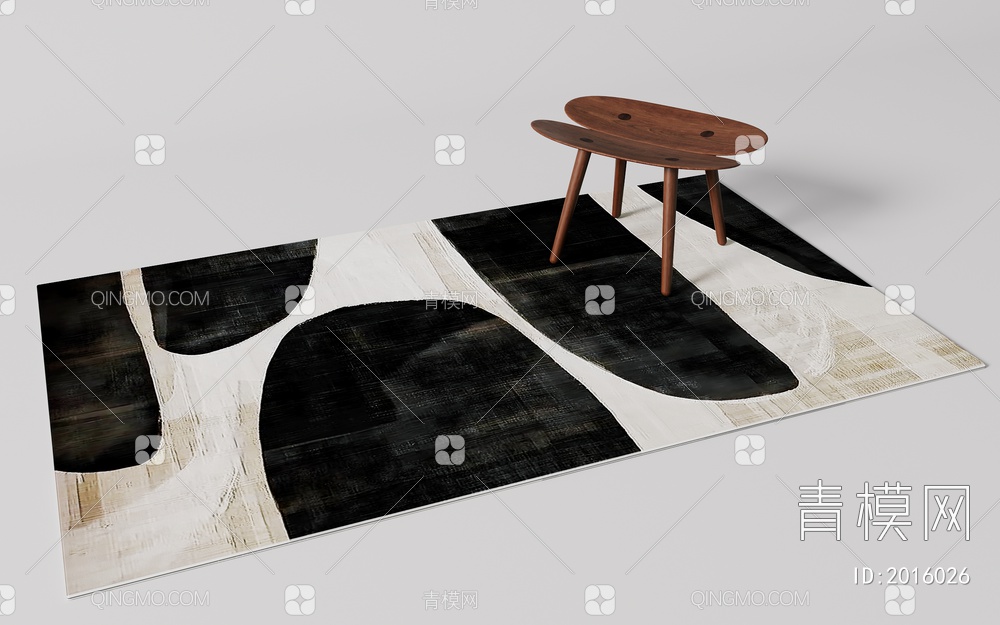 黑白抽象地毯SU模型下载【ID:2016026】