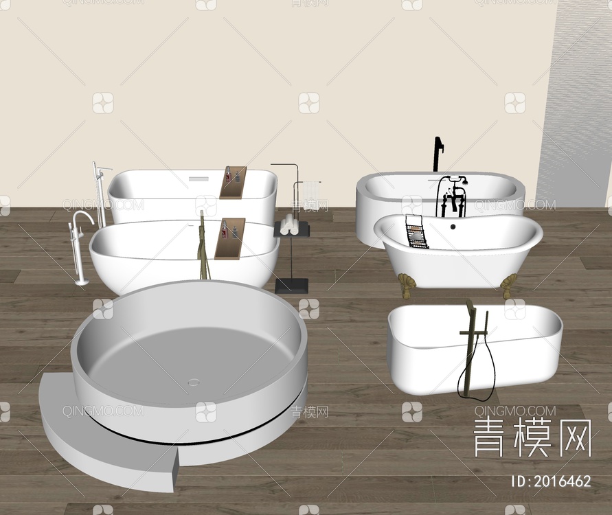 浴缸浴盆组合SU模型下载【ID:2016462】