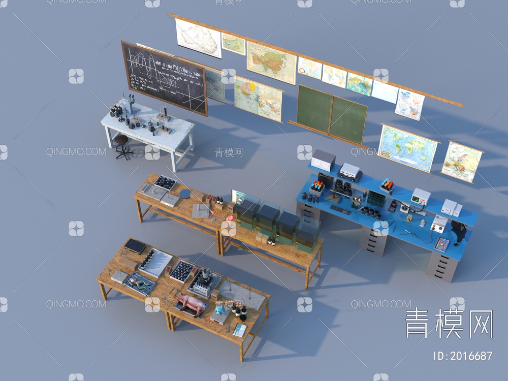 实验仪器 实验桌 办公桌 工作台3D模型下载【ID:2016687】