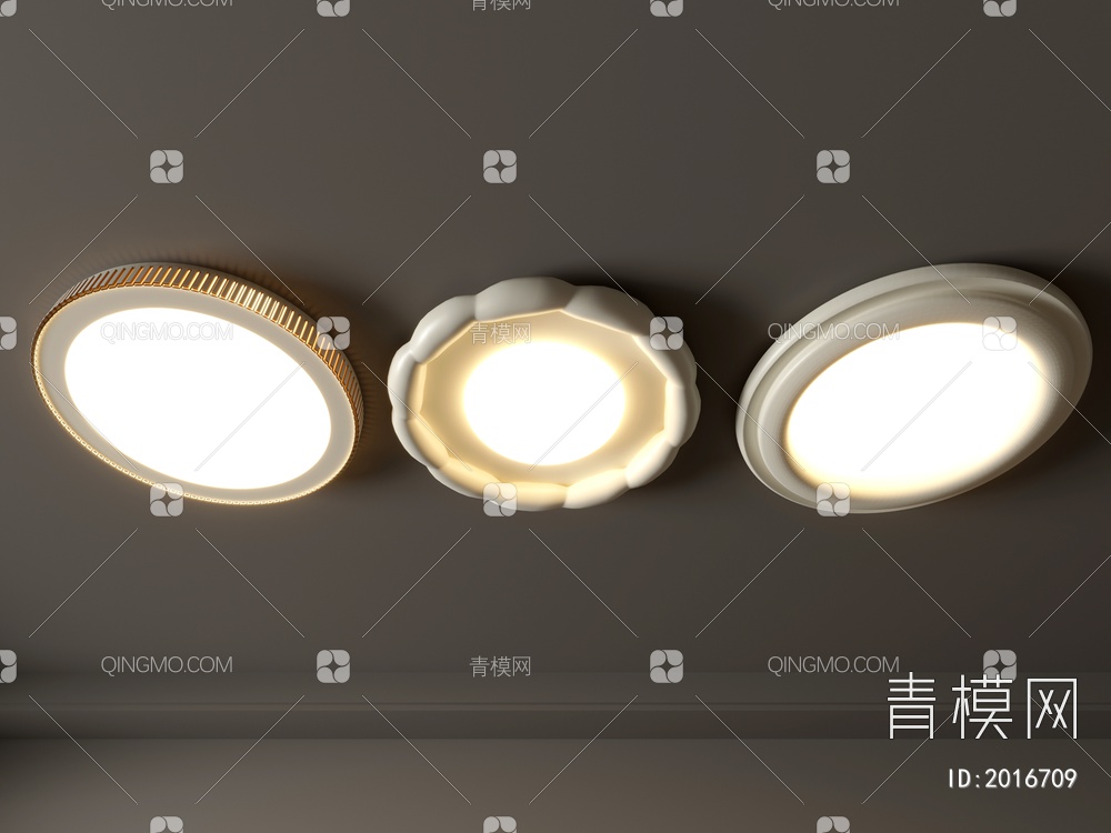 吸顶灯 圆形吸顶灯 卧室灯 艺术造型灯具 时尚客厅灯组合3D模型下载【ID:2016709】