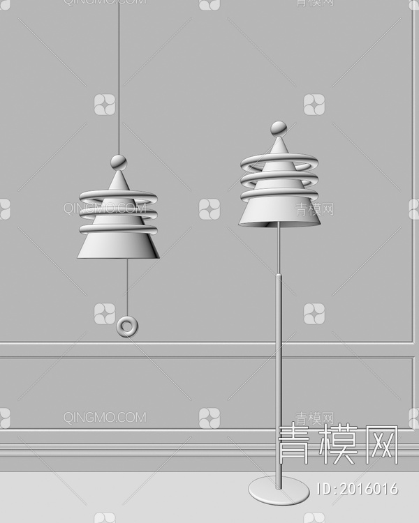 孟菲斯 多巴胺 多彩 彩色 卡通 儿童 吊灯 台灯3D模型下载【ID:2016016】