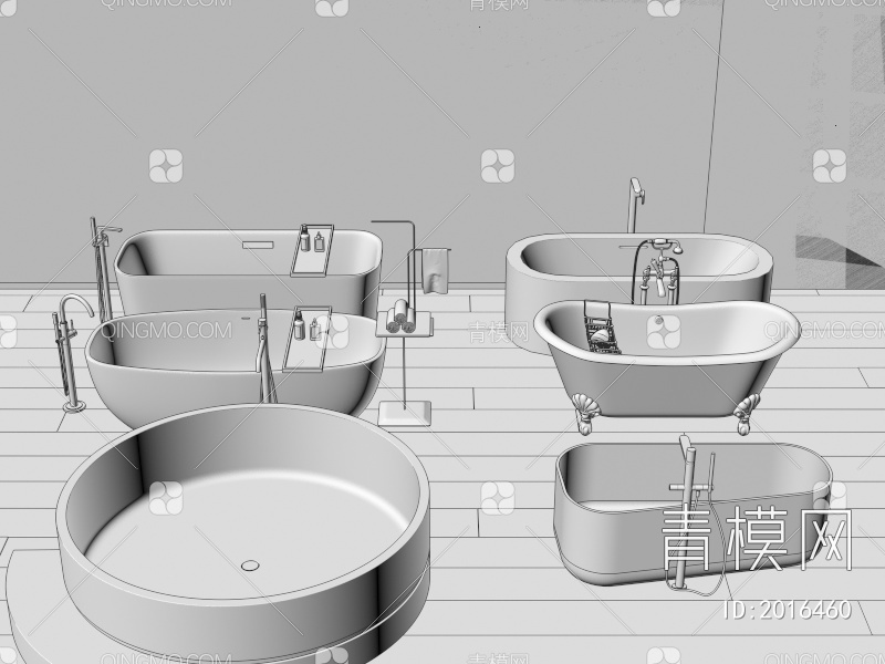 浴缸 浴盆组合3D模型下载【ID:2016460】
