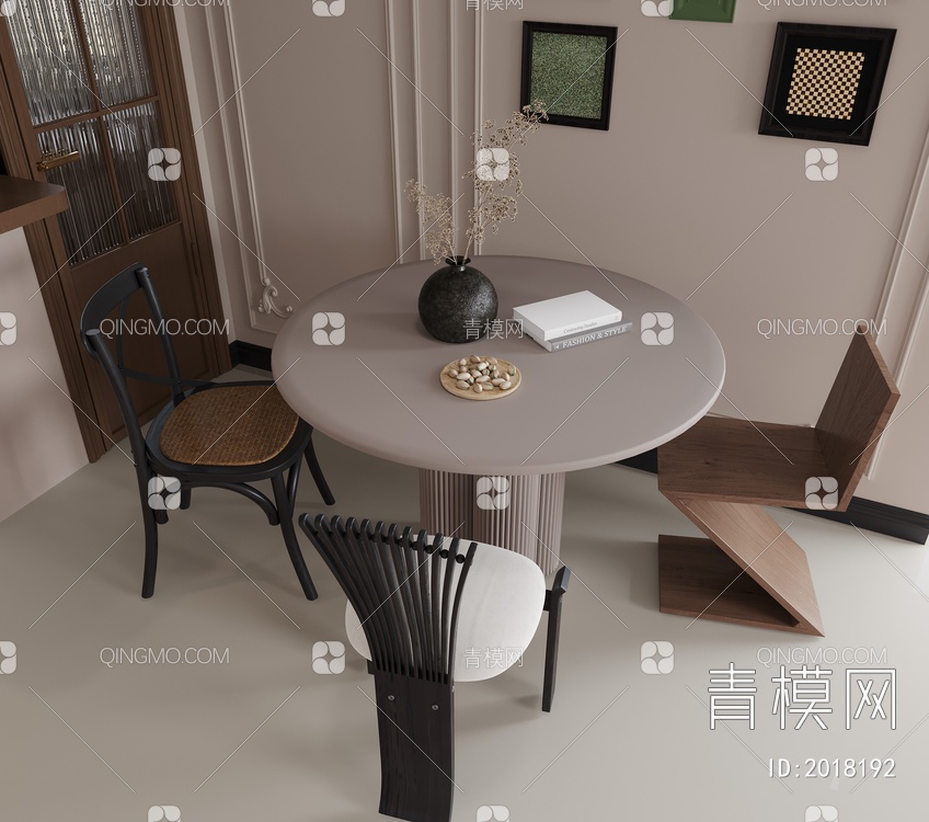 餐桌椅组合3D模型下载【ID:2018192】