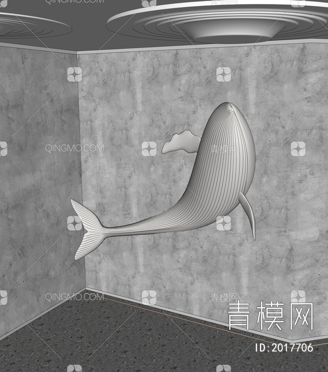 大厅鲸鱼雕塑装置SU模型下载【ID:2017706】