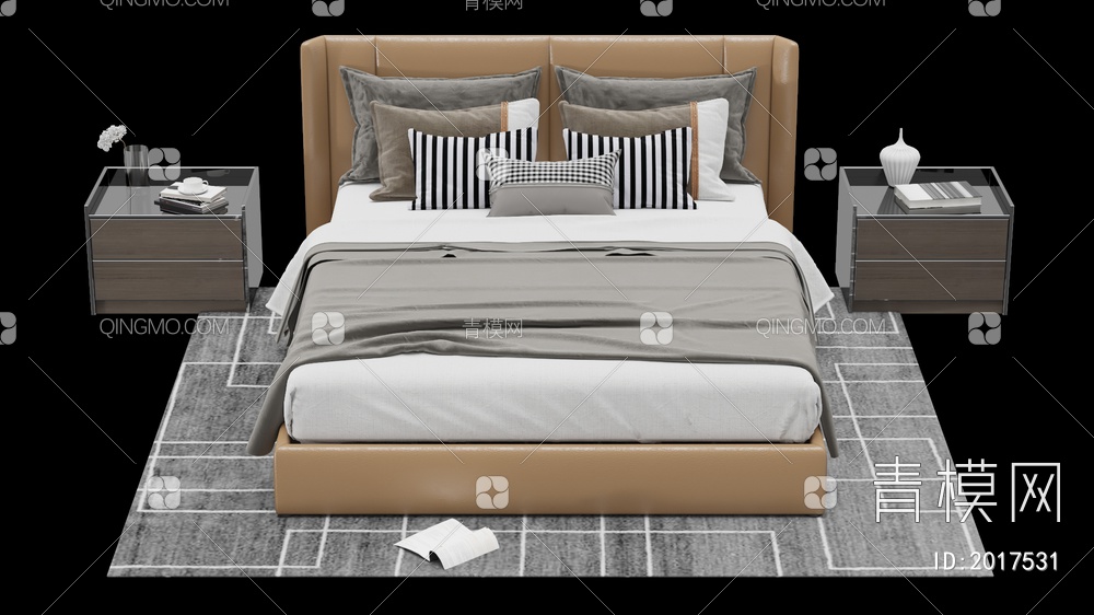 床 床头柜3D模型下载【ID:2017531】