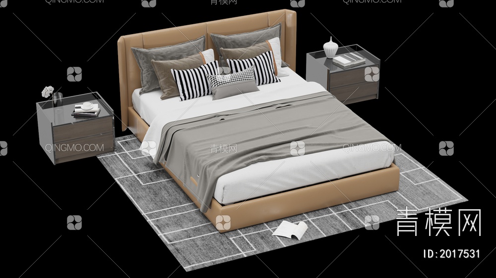 床 床头柜3D模型下载【ID:2017531】