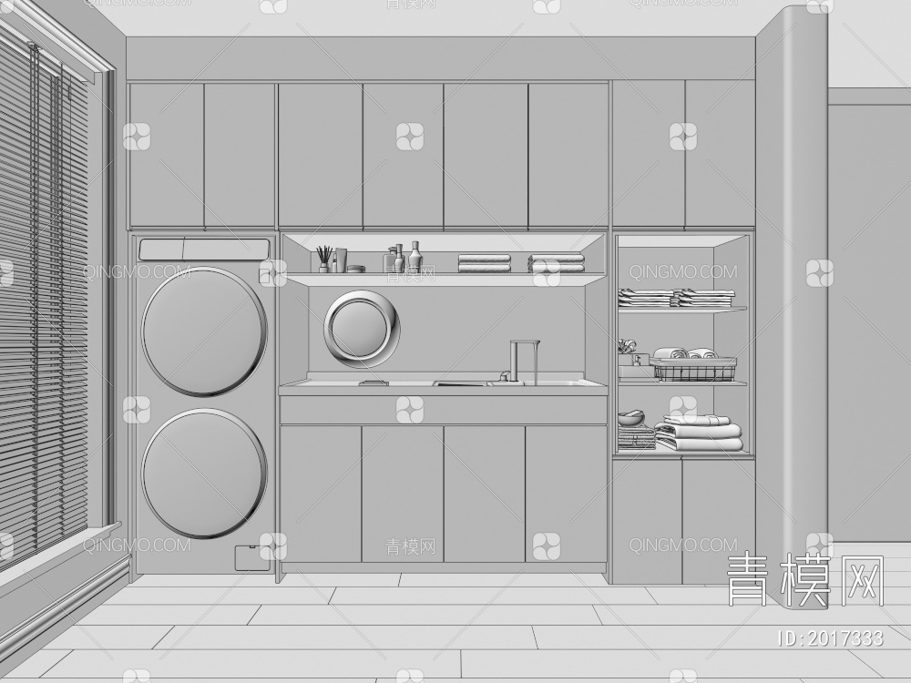 阳台洗衣机柜3D模型下载【ID:2017333】