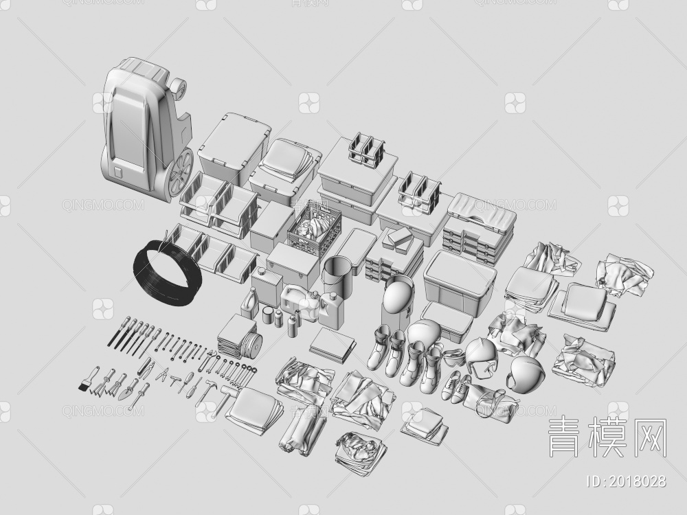 收纳筐 工具箱 五金工具 加工工具3D模型下载【ID:2018028】