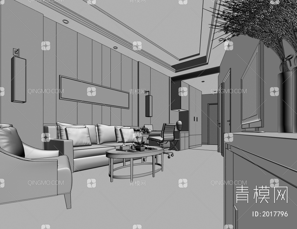 酒店套房客厅3D模型下载【ID:2017796】