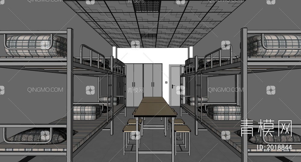 宿舍SU模型下载【ID:2018844】