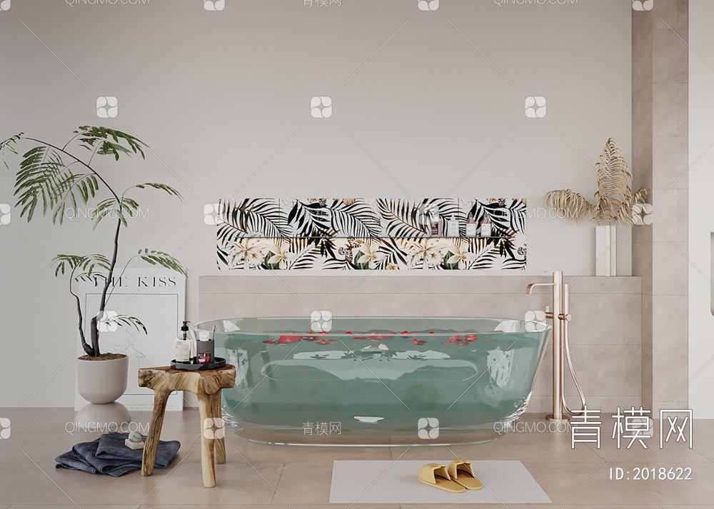 卫生间，透明浴缸，摆件3D模型下载【ID:2018622】