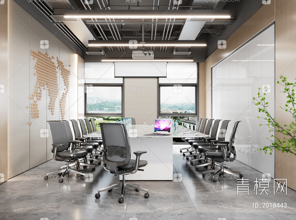会议室  多功能会议室  会议桌椅组合3D模型下载【ID:2018443】