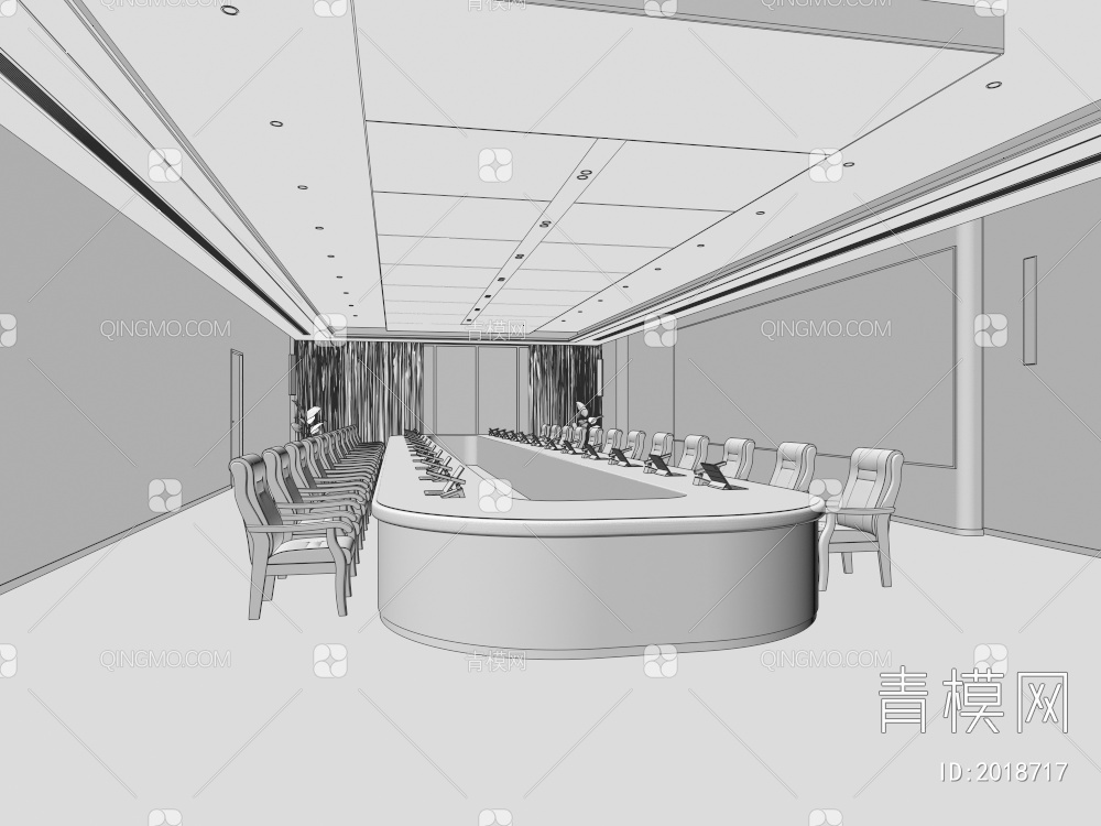 无纸化会议室3D模型下载【ID:2018717】
