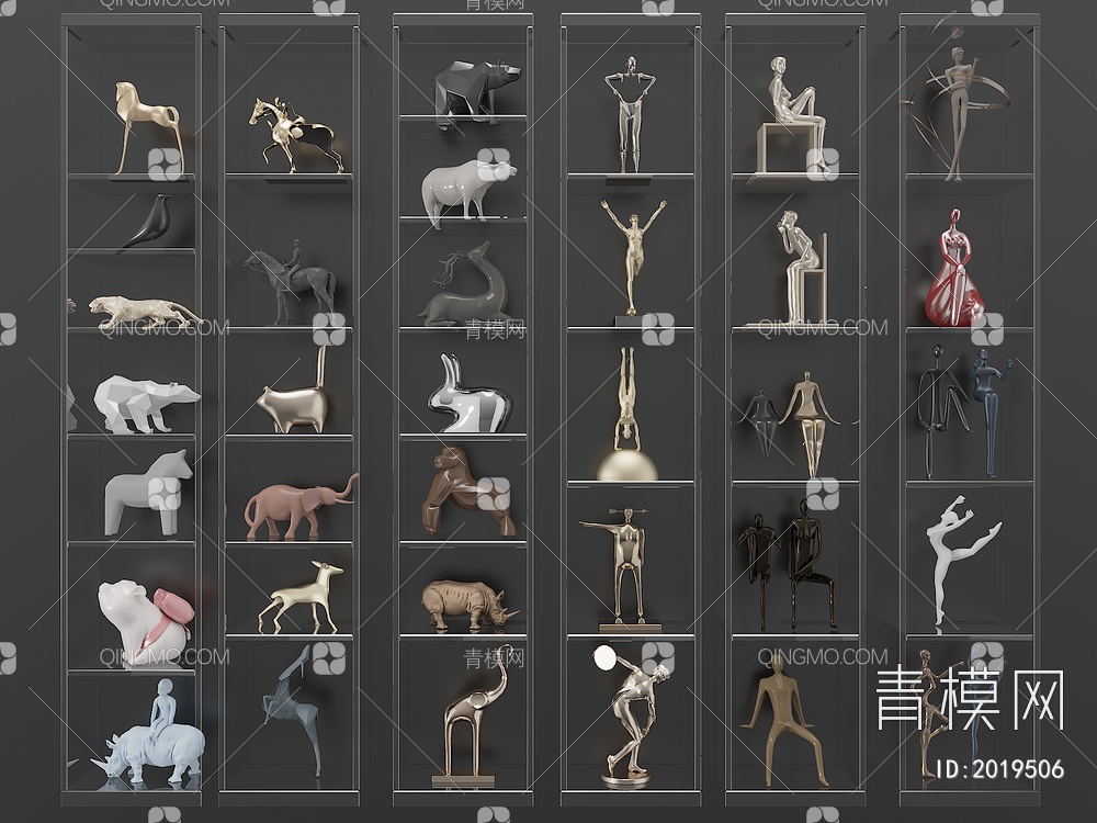艺术品 人物 动物 创意饰品摆件3D模型下载【ID:2019506】