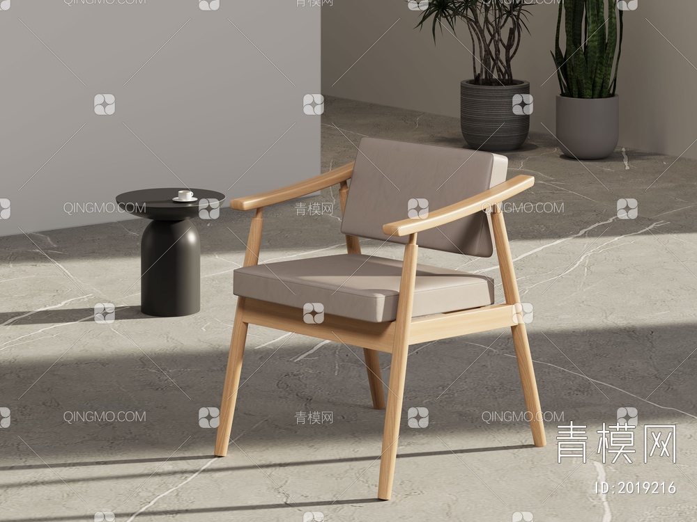 实木单椅3D模型下载【ID:2019216】