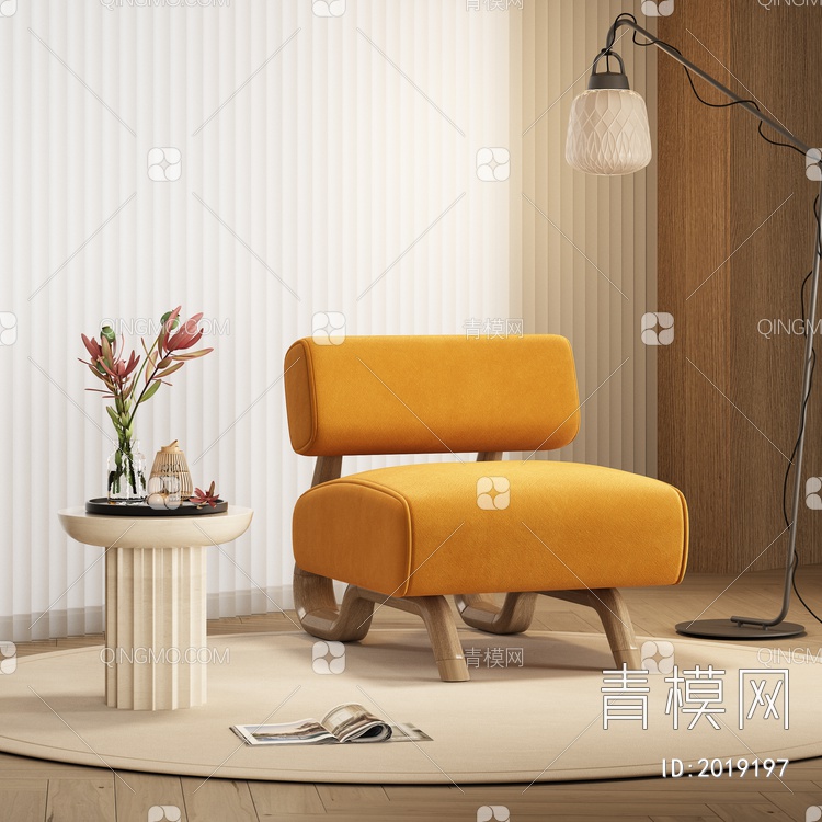 单人沙发3D模型下载【ID:2019197】