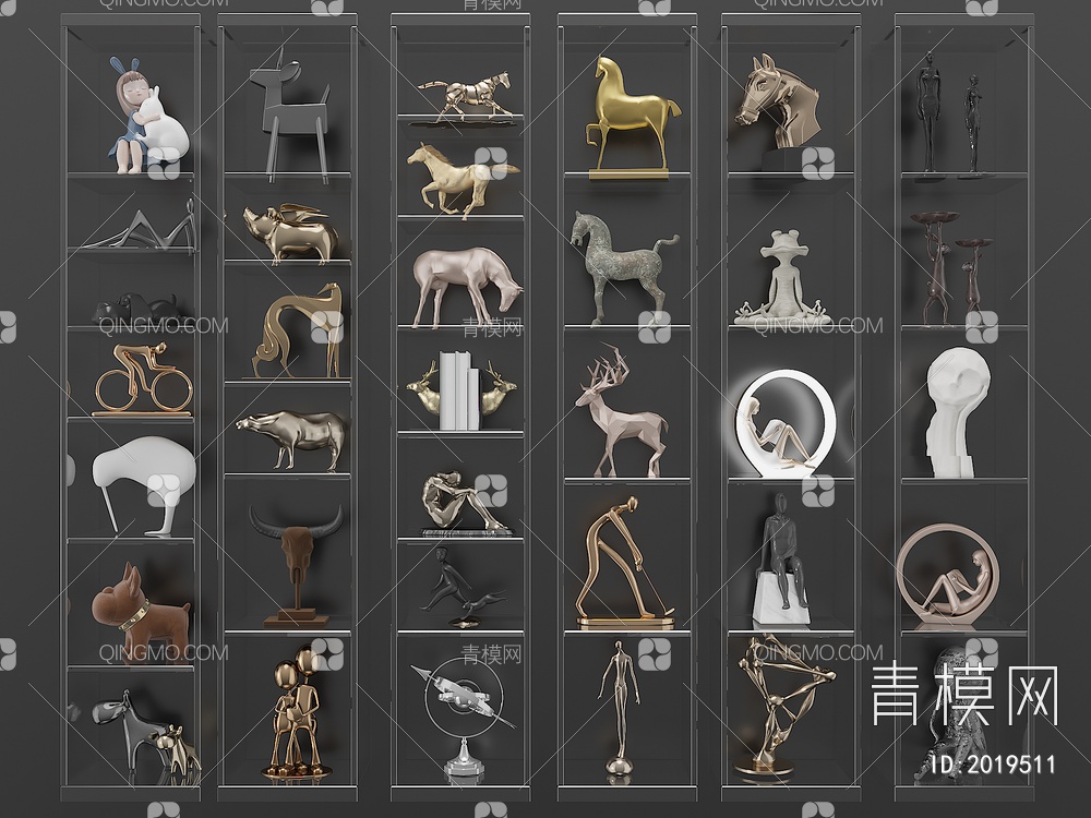 艺术品 人物 动物 创意饰品摆件3D模型下载【ID:2019511】
