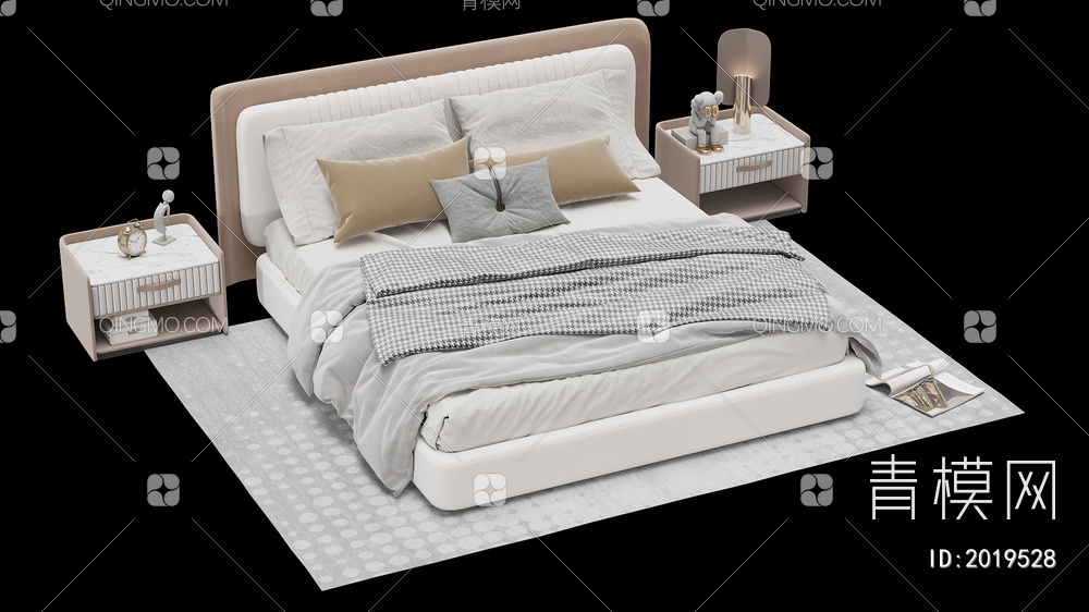 床 床头柜3D模型下载【ID:2019528】