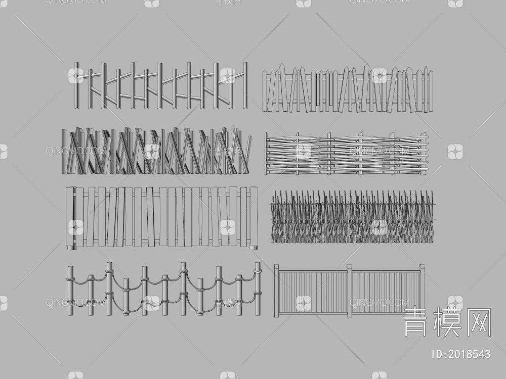 木篱笆 围栏 围墙 栅栏3D模型下载【ID:2018543】