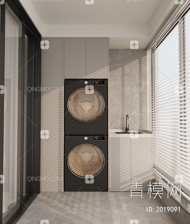 阳台 洗衣机烘干机3D模型下载【ID:2019091】