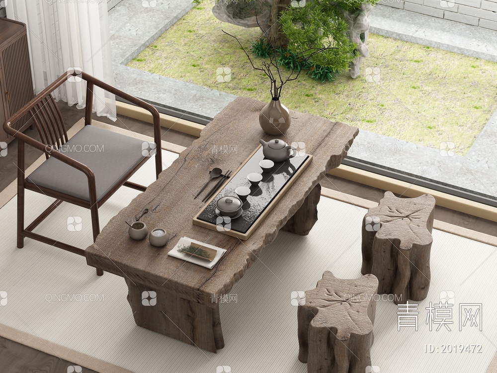 茶桌椅3D模型下载【ID:2019472】