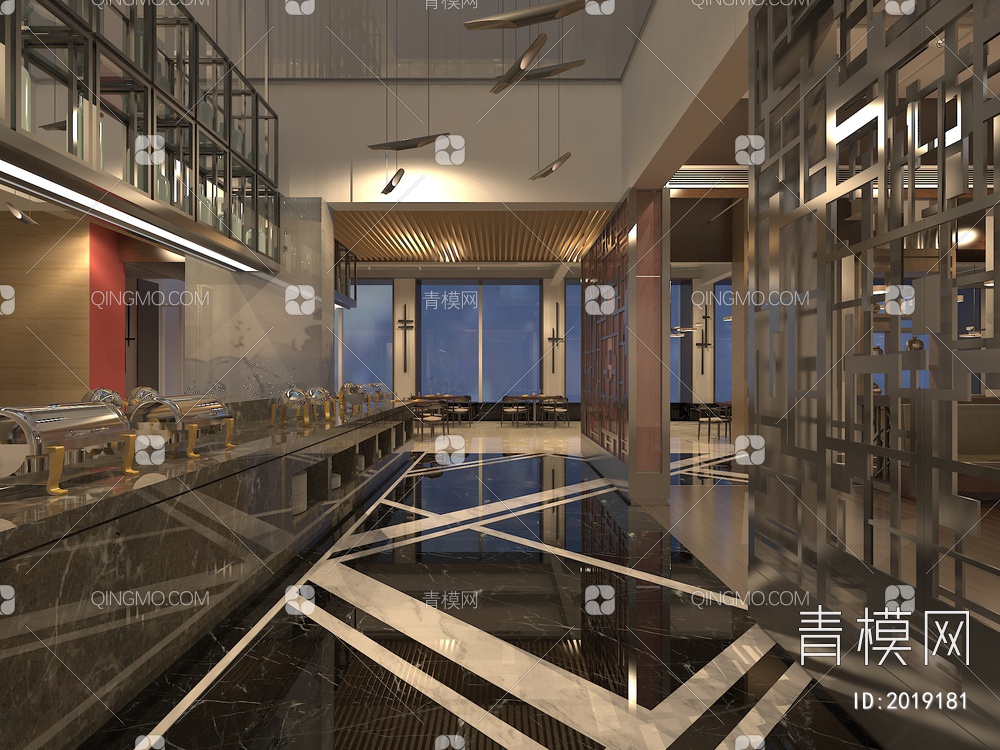酒店自助餐3D模型下载【ID:2019181】