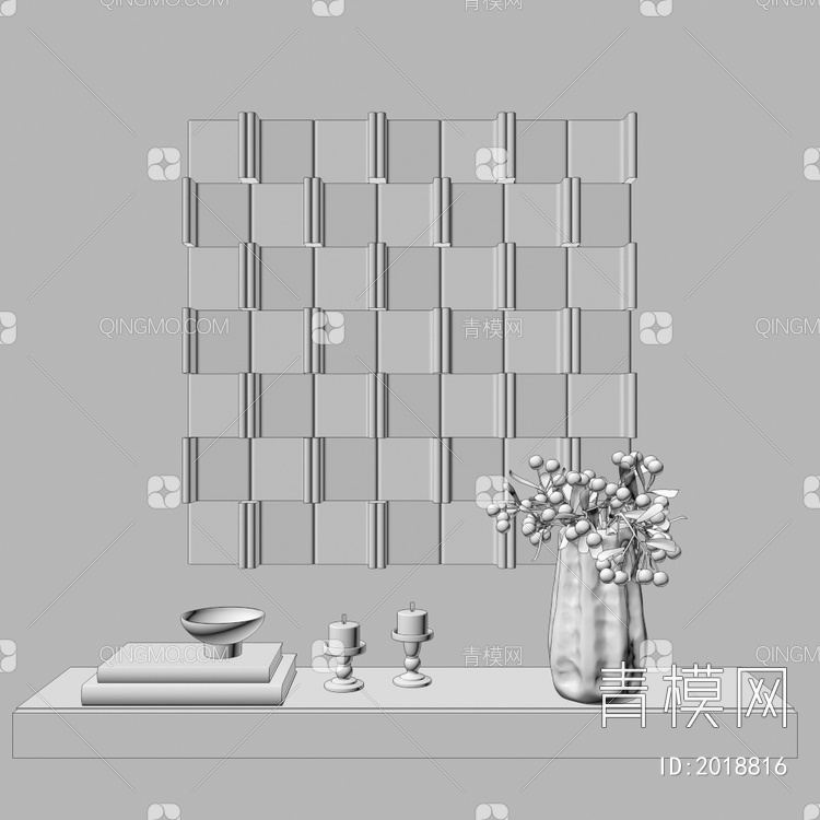 立体 几何 橄榄绿 墙饰 挂件3D模型下载【ID:2018816】