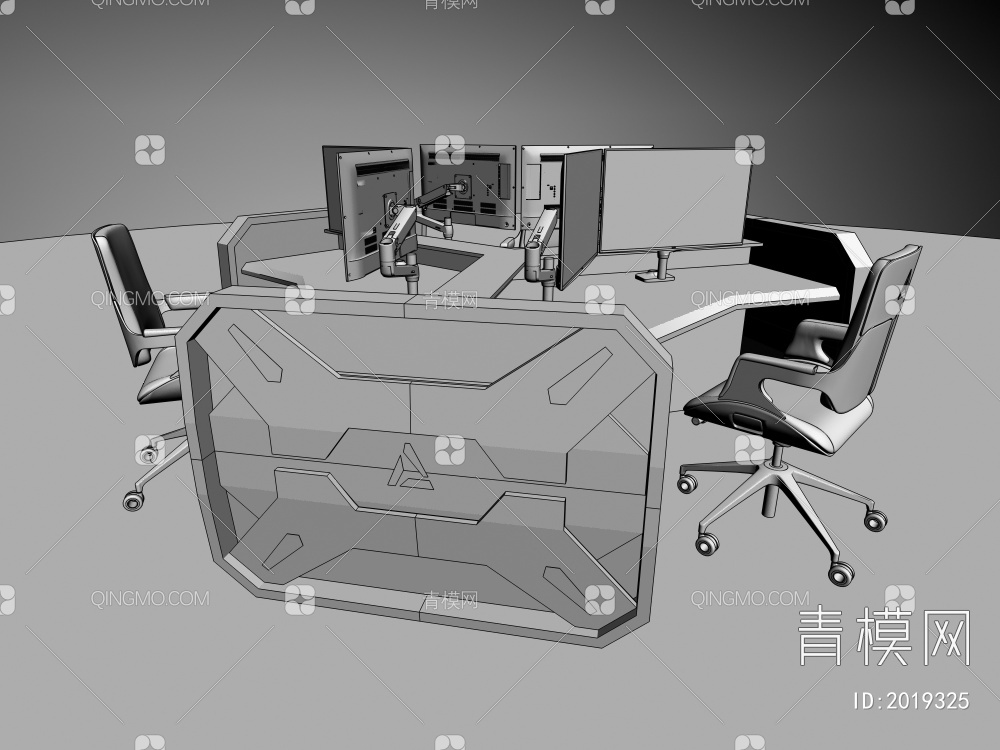 电脑桌 桌椅组合 调度中心操作台3D模型下载【ID:2019325】