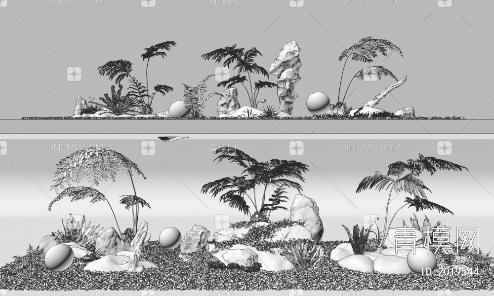 庭院植物组合3D模型下载【ID:2019544】