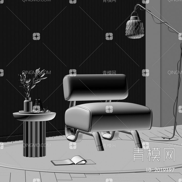 单人沙发3D模型下载【ID:2019197】