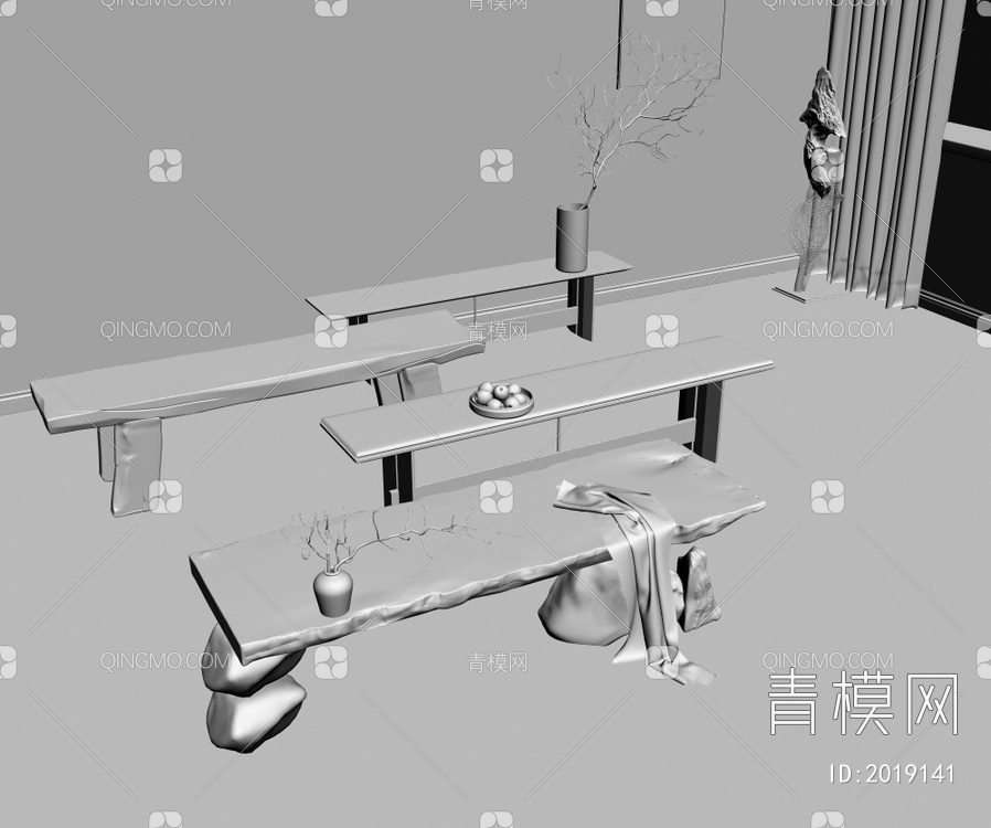 凳子 长条凳3D模型下载【ID:2019141】